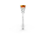White gold Three-Stone Cushion Cut Citrine Ring with Pear Side Stones and Four-Prong Setting_2