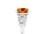 White gold Three-Stone Cushion Cut Citrine Ring with Pear Side Stones and Four-Prong Setting_5