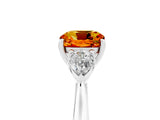 White gold Three-Stone Cushion Cut Citrine Ring with Pear  Side Stones in Four-Prong Setting_17