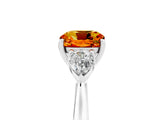 White gold Three-Stone Cushion Cut Citrine Ring with Pear  Side Stones in Four-Prong Setting_53
