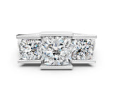 White gold Three Stone Cushion Cut Cut Channel Set Diamond Ring_163