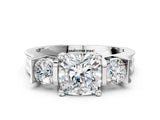 White gold Three-Stone Cushion Cut Cut Classic Band Prong Setting Ring_7