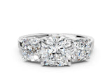 White gold Three-Stone Cushion Cut Cut Diamond Engagement Ring with Flat Band and Four-Prong Setting_208