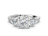 White gold Three-Stone Cushion Cut Cut Diamond Pavé Band with Prong Setting_19