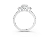 White gold Three-Stone Cushion Cut Cut Diamond Pavé Band with Prong Setting_22