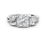 White gold Three-Stone Cushion Cut Cut Diamond Ring with Channel Set Band and Four-Prong Setting_50