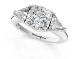 White gold Three-Stone Cushion Cut Cut Diamond Ring with Trillion Side Stones and Four-Prong Setting_16