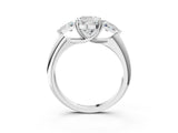 White gold Three-Stone Cushion Cut Cut Diamond Ring with Trillion Side Stones and Four-Prong Setting_18