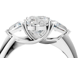 White gold Three-Stone Cushion Cut Cut Diamond Ring with Trillion Side Stones and Four-Prong Setting_19
