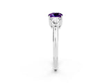 White gold Three-Stone Cushion Cut Cut Diamond Ring with Trillion Side Stones and Four-Prong Setting_2