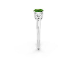 White gold Three-Stone Cushion Cut Cut Diamond Ring with Trillion Side Stones and Four-Prong Setting_2