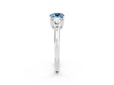 White gold Three-Stone Cushion Cut Cut Diamond Ring with Trillion Side Stones and Four-Prong Setting_2