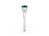 White gold Three-Stone Cushion Cut Cut Diamond Ring with Trillion Side Stones and Four-Prong Setting_2