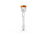 White gold Three-Stone Cushion Cut Cut Diamond Ring with Trillion Side Stones and Four-Prong Setting_2