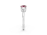 White gold Three-Stone Cushion Cut Cut Diamond Ring with Trillion Side Stones and Four-Prong Setting_2