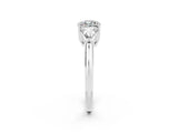 White gold Three-Stone Cushion Cut Cut Diamond Ring with Trillion Side Stones and Four-Prong Setting_2