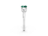 White gold Three-Stone Cushion Cut Cut Diamond Ring with Trillion Side Stones and Four-Prong Setting_2