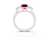 White gold Three-Stone Cushion Cut Cut Diamond Ring with Trillion Side Stones and Four-Prong Setting_3