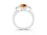 White gold Three-Stone Cushion Cut Cut Diamond Ring with Trillion Side Stones and Four-Prong Setting_3