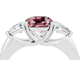 White gold Three-Stone Cushion Cut Cut Diamond Ring with Trillion Side Stones and Four-Prong Setting_4