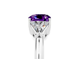 White gold Three-Stone Cushion Cut Cut Diamond Ring with Trillion Side Stones and Four-Prong Setting_5