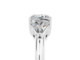 White gold Three-Stone Cushion Cut Cut Diamond Ring with Trillion Side Stones and Four-Prong Setting_5