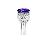 White gold Three-Stone Cushion Cut Cut Diamond Ring with Trillion Side Stones and Four-Prong Setting_5