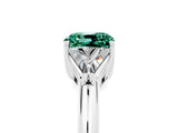 White gold Three-Stone Cushion Cut Cut Diamond Ring with Trillion Side Stones and Four-Prong Setting_5
