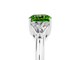 White gold Three-Stone Cushion Cut Cut Diamond Ring with Trillion Side Stones and Four-Prong Setting_5