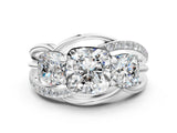 White gold Three-Stone Cushion Cut Cut Diamond Split Shank Prong Set Ring_7