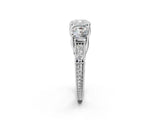 White gold Three-Stone Cushion Cut Cut Milgrain Pavé Engagement Ring_9