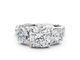 White gold Three-Stone Cushion Cut Diamond Braided Band Ring with Four-Prong Setting_51