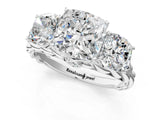 White gold Three-Stone Cushion Cut Diamond Braided Band Ring with Four-Prong Setting_52