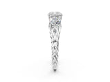 White gold Three-Stone Cushion Cut Diamond Braided Band Ring with Four-Prong Setting_53