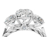 White gold Three-Stone Cushion Cut Diamond Braided Band Ring with Four-Prong Setting_55