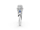 White gold Three-Stone Cushion Cut Diamond Engagement Ring with Pave Band and Prong Setting_20