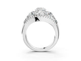 White gold Three-Stone Cushion Cut Diamond Engagement Ring with Pave Band and Prong Setting_21