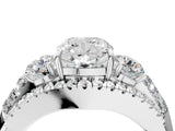 White gold Three-Stone Cushion Cut Diamond Engagement Ring with Pave Band and Prong Setting_22