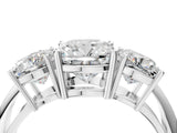 White gold Three-Stone Cushion Cut Diamond Engagement Ring with Prong Setting on a White Gold Band_10