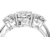 White gold Three-Stone Cushion Cut Diamond Engagement Ring with Prong Setting on a White Gold Band_34