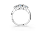 White gold Three-Stone Cushion Cut Diamond Engagement Ring with Prong Setting on a White Gold Band_9