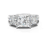 White gold Three-Stone Cushion Cut Diamond Engagement Ring with Prong Setting_45