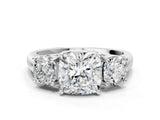 White gold Three-Stone Cushion Cut Diamond Engagement Ring with Prong Setting_7