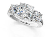 White gold Three-Stone Cushion Cut Diamond Engagement Ring with Prong Setting_8