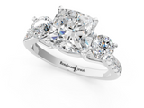 White gold Three-Stone Cushion Cut Diamond Pavé Band with Four-Prong Setting_50