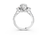 White gold Three-Stone Cushion Cut Diamond Pavé Band with Four-Prong Setting_52