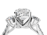 White gold Three-Stone Cushion Cut Diamond Pavé Band with Four-Prong Setting_53