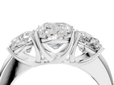 White gold Three-Stone Cushion Cut Diamond Ring with Channel-Set Band and Four-Prong Setting_105