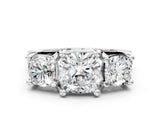 White gold Three-Stone Cushion Cut Diamond Ring with Channel-Set Band and Four-Prong Setting_70