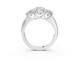 White gold Three-Stone Cushion Cut Diamond Ring with Channel-Set Band and Four-Prong Setting_91